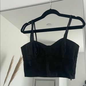 Leather zara crop top